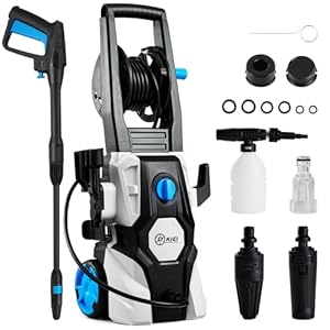 DKIEI Electric Pressure Washer, 135Bar, 7L/min, 1600W High Power Washer For Car/Patio/Garden Furniture/Walls, Portable Cleaner Jet Washer Kit With Adjustable Nozzle & Hose Accessory, 6KG