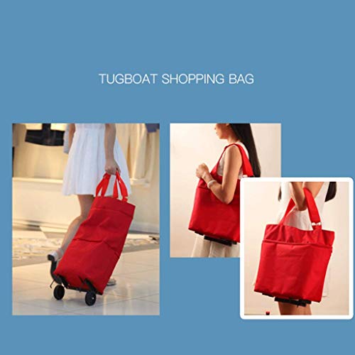 LYLSXY Karren, Faltbare Frauen Einkaufswagen Tasche Tragbare Einkaufen Trolley Tasche Mit Rädern Faltbarer Wagen Rolling… – Bild 3