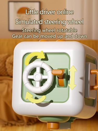 Image of Busy Cube for Kids Montessori Toy Sensory Busy Board Travel Toy for Toddlers (Green)