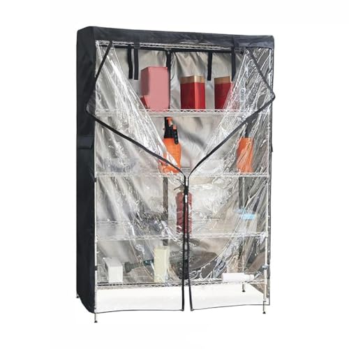 Honseadek Housse d'étagère de rangement en tissu Oxford 210D imperméable à l'eau et à la poussière pour étagères métalliques, housse de rangement avec fermeture éclair (91,4 x 45,7 x 183 cm)