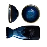 PRETYZOOM Juego de 3 Piezas de Taza y Tetera de Sake Cerámica Estilo Japonés, Color Azul Estrella, Conjunto Tradicional para Servir Sake en Casa, Bares y Restaurantes