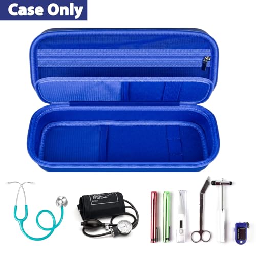 Image of Stethoscope Case Compatible with 3M Littmann Classic III /Lightweight II S.E /MDF Acoustica Deluxe Stethoscopes, Mesh Pocket for Blood Pressure Cuff & Other Doctor & Nurse Accessories-Blue (Case Only)