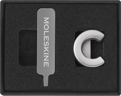 Moleskine Pin per Taccuino o Agenda Lettera C, Spilla Lettere, Personalizza la Chiusura con Elastico, Idee Regalo Personalizzato, Colore Argento