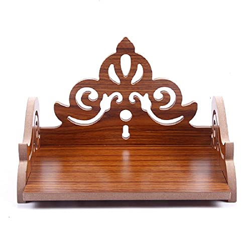 Image of CRAFTSFY Decorative Wall Shelves Wooden WiFi Router Set-top Box Telephone Remote Mobile Charging TV Set Top Box Wall Shelf for Living Room Office Home D�cor Shelves (creem B)
