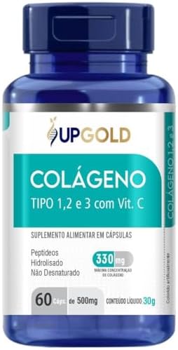 Colágeno Tipo 1, 2 e 3 C/Vitamina C 60 Cápsulas 500mg - Upgold