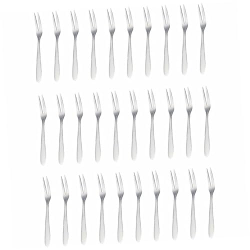 Alipis 30 piezas Tenedores de Frutas Inoxidable con Dos Dientes para Snacks Ensaladas y Postres Uso Hogar Restaurante y Fiesta