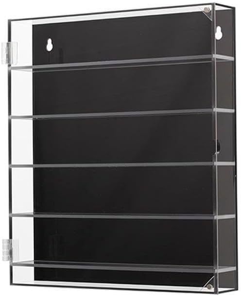 harayaa 5 Tier Acrylic Display Box, Display Case Wall Mounted Dustproof Showcase Organizer Storage Box for Mini Toys Action Figures (Black)
