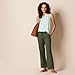 Amazon Essentials Women's Linen Blend Drawstring Relaxed Fit Wide Leg Pant (Available in Plus Size), Dark Olive, X-Large