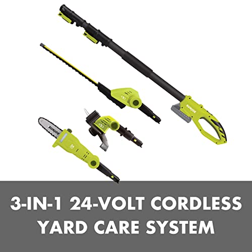 Sun Joe Gts4002C Cordless Lawn Care System-Hedge Trimmer, Pole Saw, Grass Trimmer & 24V-Tb-Lte 24-Volt Ion+ Jet Blower Cordless Compact Turbine Leaf Blower 100-Mph, Kit #TOP3