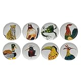 Creative Co-Op Stoneware Plate Set with Animal Designs, Multicolor, Set of 8