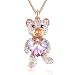 GEORGE · SMITH ♥Brother Bear♥ Animal Necklace Purple Heart Teddy Pendant Necklace with Crystals from Swarovski, Birthday Gifts for Daughter Teen Girls Girlfriend