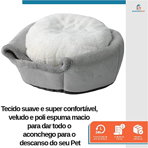 Cama Casa Toca Iglu Tenda Caminha Cabana para Gatos Pets - Duke & Dixie (Cinza)
