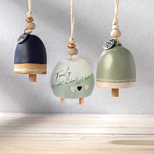 Demdaco Family Hearts Home Sage Green 4 Inch Stoneware And Iron Inspired Bell #TOP5