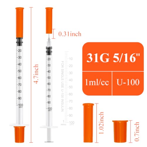 1ml 31Ga 5/16" (8mm) Syringe with Needle, Individually Wrapped, Pack of 30 — view 2