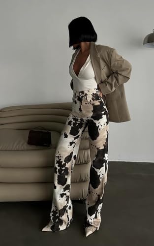 PIRAL The Cow Jeans – Women’s High Rise Straight Fit Jeans, 100% Cotton, Bold Animal Print Denim, 34" Inseam3