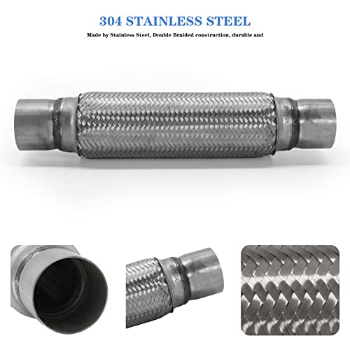 Rp Remarkable Power, Rk7548 Exhaust Flex Pipe 2.5" X 12" Heavy Duty Stainless Steel 16"Ol #TOP1