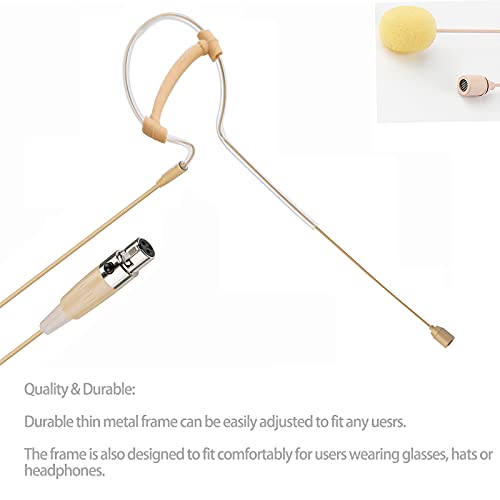 Sujeetec Headset Microphone Headworn Single Earset Over Ear Hanging Condenser Mic Compatible With Akg Wireless System Bodypack Transmitter, Ideal For Singing, Churches, Stage Performance – Beige #TOP3