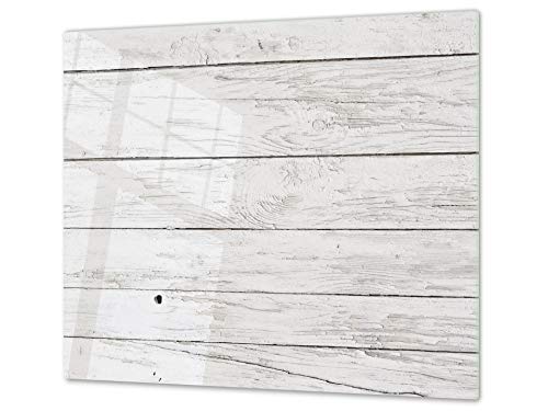 Tabla de cortar decorativa de cristal templado y cubre vitro – Dos en Uno – Resistente a golpes y arañazos – UNA PIEZA (60 x 52 cm) o DOS PIEZAS (30 x 52 cm); D10A Serie Texturas B Madera 5