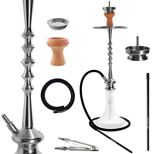 Kaya ELOX Tradi-Line Shisha Set - Wasserpfeife 83cm aus eloxiertem Aluminium, 2 Anschlüsse, Komplettset inklusive…