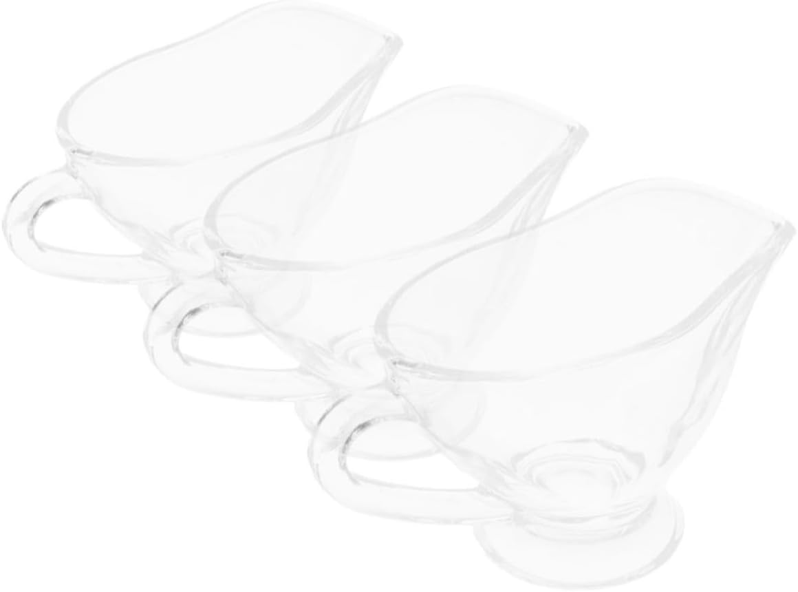 3pcs Glass Gravy Boats 215ml Sauce Jugs for Serving Gravy and Salad Dressings with Handle Glass Sauce Dish for Thanksgiving and Dinner Table