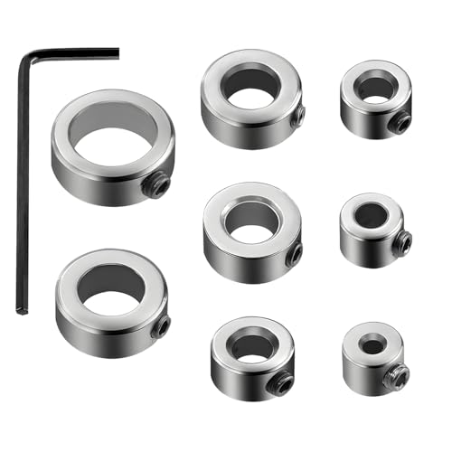 Lot de 8 butées de profondeur pour perceuses, 3/4/5/6/8/10/12/16 mm en acier inoxydable - Limiteur de profondeur de perçage - Anneau de réglage avec clé hexagonale - Bague de sécurité à l'arbre – vue 7