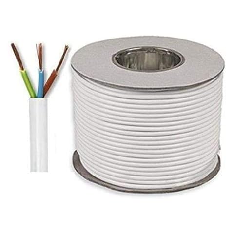 Electrical Core Round PVC Mains Electrical Cable Copper - 3183Y 3 Core x 1.5 mm² 15 Amp PVC Flexible Cable Cut To Length Flex-Wire High Temperature Resistance (White, 10 Meters) Cover