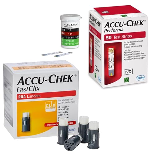 Accu FastClix Lancets + Accu Performa Strisce reattive | Confezione 204 Lancet precaricata + 50 cassette test | Confezione risparmio | Bundle by MG Living