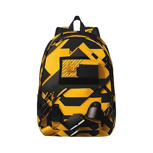 Sac à dos jaune moutarde bicolore compact pour l'école