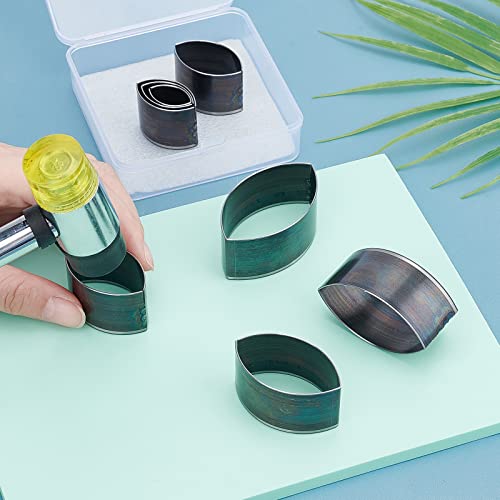 SUPERDANT 8pcs Fusiform Shape Leather Die Cutter High Carbon Steel Hollow Punching Tool with Box Cutting Mold Punching Die Set for Handmade DIY Leather Craft Stainless Steel Color - Image 3