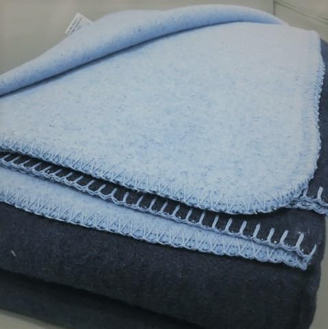 Snugglemore Luxury Reversible Cotton Rich Fleece Blanket Throw Single, Double and King (Navy/Light Blue, King)