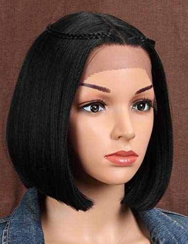 Style Icon Lace Front Wigs Short Bob Wig Middle Part Wig for Women Synthetic Wig 130% Density Heat Resistant Replacement Wig (9.5 INCH, 1)