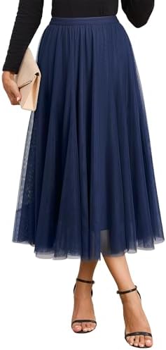 Happy Sailed Womens Tulle Skirt Elastic High Waisted A-Line Layer...