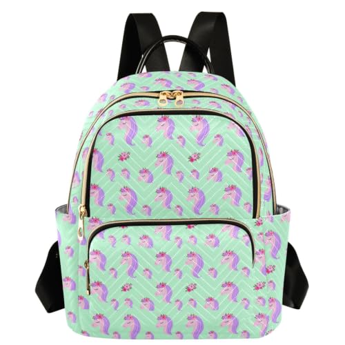 Mochila de gran capacidad Pretty Blue Unicorns S de poliéster casual mediana