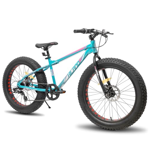 HILAND MTB Infantil 20”, Bicicleta de Montaña para Niños y Niñas, 7 Velocidades, Frenos de Disco Duales, Verde