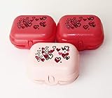  TUPPERWARE Twin Brotdosen Snackbox 2X Gr. 1 Lachs mit Herzen + 1x Gr. 1 Rosa mit Herzen + Ausstechform rot groß