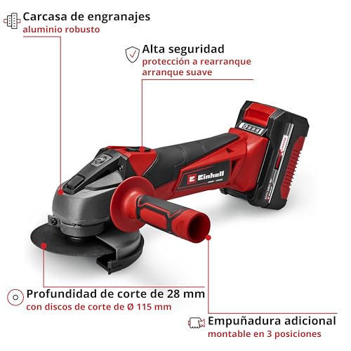 Amoladora Einhell de arranque suave con disco de 115 mm de profundidad 28 mm 3