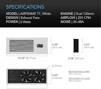 AC Infinity AIRFRAME T7 White, High-Airflow Cooling Fan System 16", Exhaust Airflow, for AV Equipment Rooms, Closets, and Enclosures