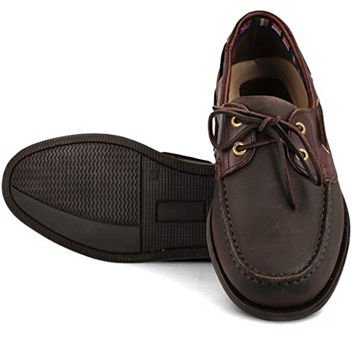 PAYMA - Chaussures Bateau Mocassin de Sport en Cuir pour Hommes. Grandes Tailles. Cuir huilé. Semelle en Caoutchouc. Marron Huilé, EU 42 – vue 5