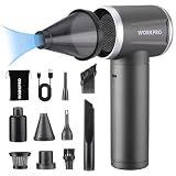 WORKPRO 電動エアダスター ブロワー 1 2in1 吹き飛ばし&吸い込む 小型 車載掃除機 ハンディクリーナー 4 段階風力調整 吸引力 6500PA Type-C 充電式 軽量 コードレス 風量表示ランプ付き 充電表示ランプ付き PC 掃除 キーボード 車内 エアコン 洗車用 家具掃除 日本語取扱説明書付き