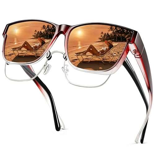 Image of URUMQI Polarized Sunglasses Fit Over Glasses for Men Women, Oversized Square Sun Glasses UV400 Protection
