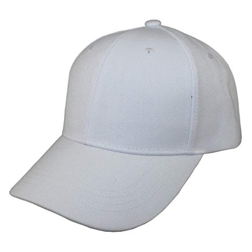 Basic Classic 100% Acrylic Plain Hat Women Unisex Adjustable Velcro Closure Baseball Cap Men (White) #TOP1