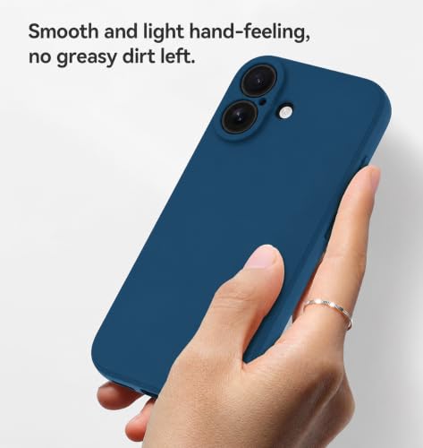 Image of DIZORO Square Microfiber Candy Case Compatible for iPhone 17 Shockproof Slim Back Cover Liquid Silicone Case - Blue