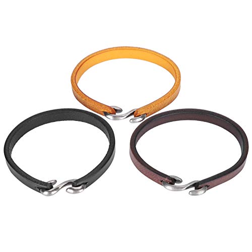 Pssopp 3 Piezas Pulsera de Cuero Punk Vintage Hombres Mujeres Cuerda Pulsera Brazalete Abrigo marrón Negro Pulsera Cover