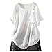 Haut de Couleur Unie pour Femmes Femmes Casual V Neck Loose Foldover Blouse Shirt Top Grande Taille T-Shirt d'été à Manches Courtes