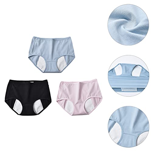 EXCEART 3Pcs Menstruação Período Calcinhas Cuecas de Algodão Das Mulheres À Prova de Vazamento- Orgâ