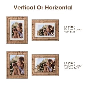 TWING 5x7 Picture Frames Set of 6, Rustic Picture Frame 4x6 with Mat or 5X7 Without Mat, Tabletop Display Wall Mounting Collage Photo Frames Brown Walnut Wood Pattern TWING 5×7 Picture Frames Set of 6 Rustic Picture Frame 4×6 with Mat or 5X7 Without Mat Tabletop Display Wall Mounting Collage Photo Frames Brown Walnut Wood Pattern