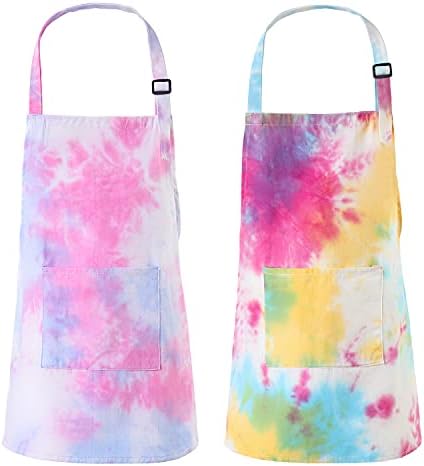 Spornic Kids Apron Kitchen Aprons for Cooking Baking Painting Crafting Art Party and Gardening (color2, Medium)