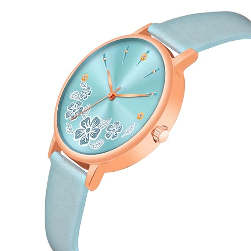 Image of Acnos Women's Classic Butterfly Dial Analog Watch with Leather Strap