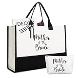 Lamyba Mother of the Bride Gifts,Mother of the Bride Tote Bag With Makeup Bag,Bridal Shower Gifts,Black and White