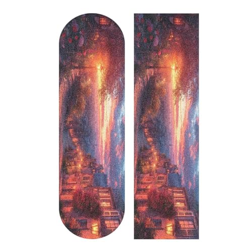 CZXW Romantic Sunset Streetscapes Skateboard Grip Tape Non-Slip Longboard Griptape Skate Board Tapes Sheet for Decor 44